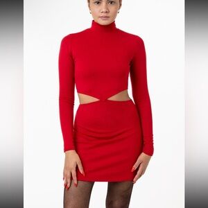 Red Long Sleeve Cutout Dress